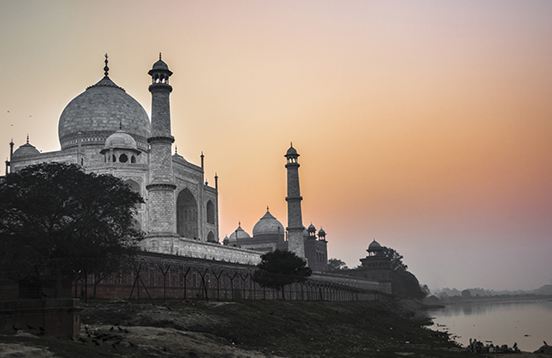 Taj Mahal sunset view from the Yamuna river