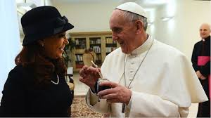 Former Argentine leader sharing mate with the Pope.